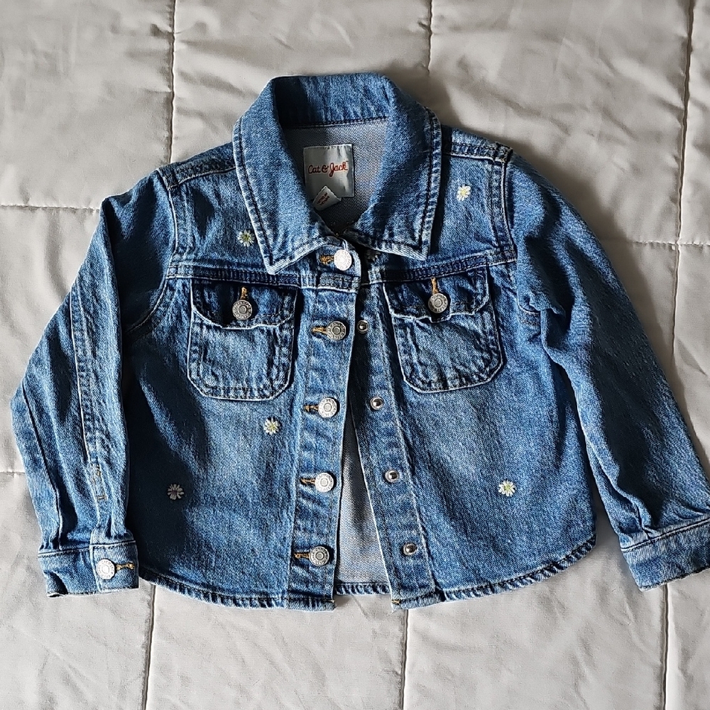 CAT & JACK (3T) Light Blue Denim Jacket with Daisy Embroidery